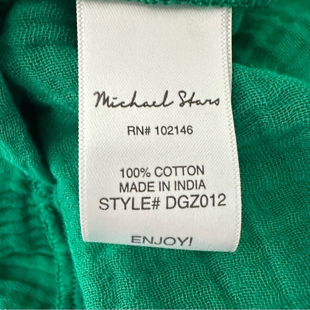 Michael Stars Sonia Cottagecore Boho Cotton Gauze Tiered Dress Kelly Green NWOT - Picture 13 of 13